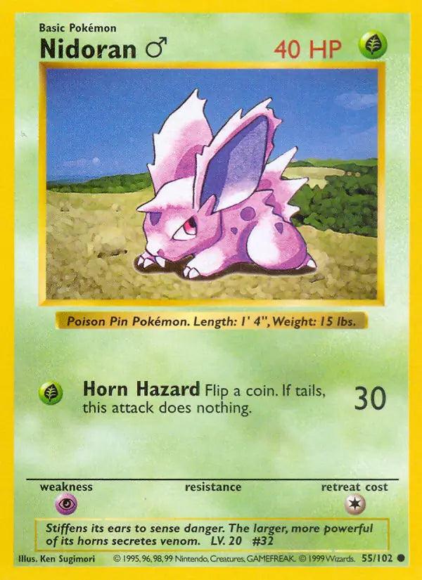 Nidoran M 055/102 (Base Set (Shadowless))  - Unlimited