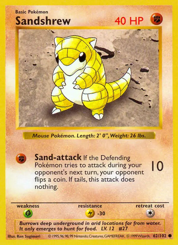 Sandshrew 062/102 (Base Set (Shadowless))  - Unlimited
