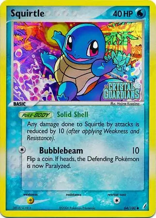 Squirtle  64/100 (Crystal Guardians)  - Reverse Holofoil
