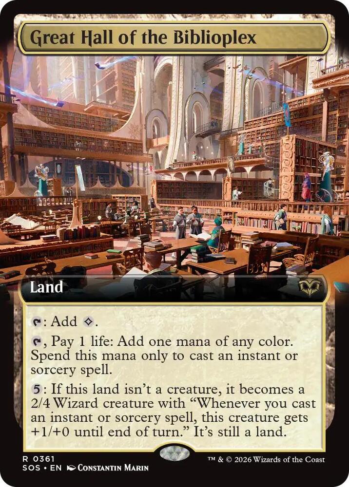 Great Hall of the Biblioplex Extended Art 361 (Secrets of Strixhaven)  - Foil
