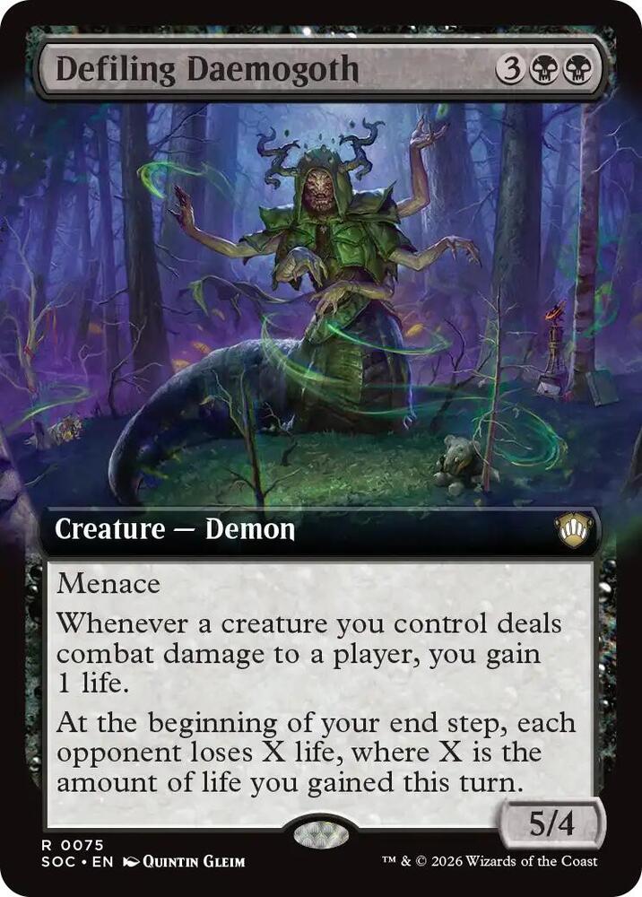 Defiling Daemogoth Extended Art 75 (Commander: Secrets of Strixhaven) 
