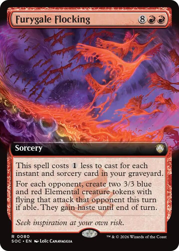 Furygale Flocking 80 (Commander: Secrets of Strixhaven)  - Extended Art