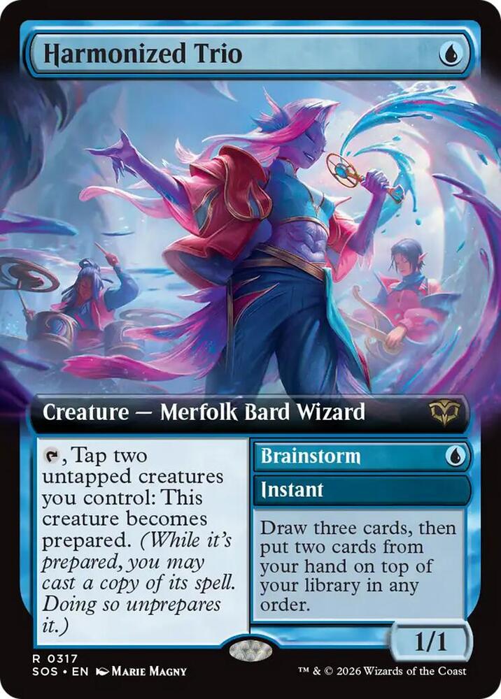 Harmonized Trio // Brainstorm 317 (Secrets of Strixhaven)  - Extended Art Foil