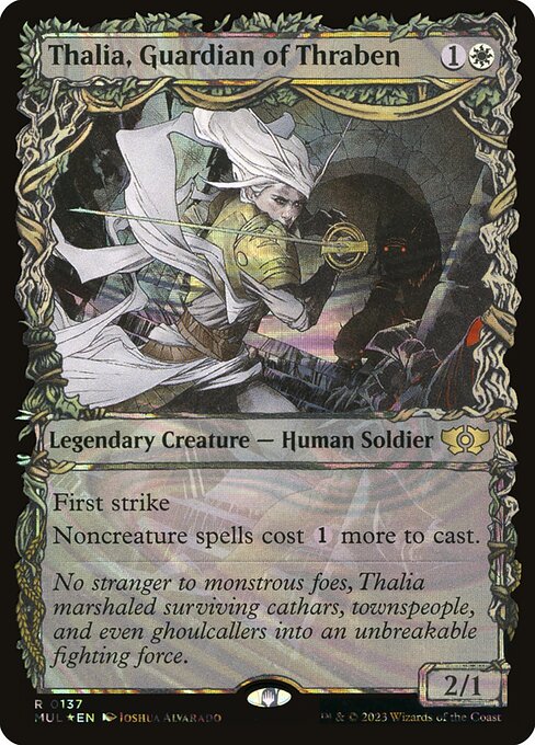 Thalia, Guardian of Thraben 137/65 (March of the Machine: Multiverse Legends)  - Showcase Halo Foil