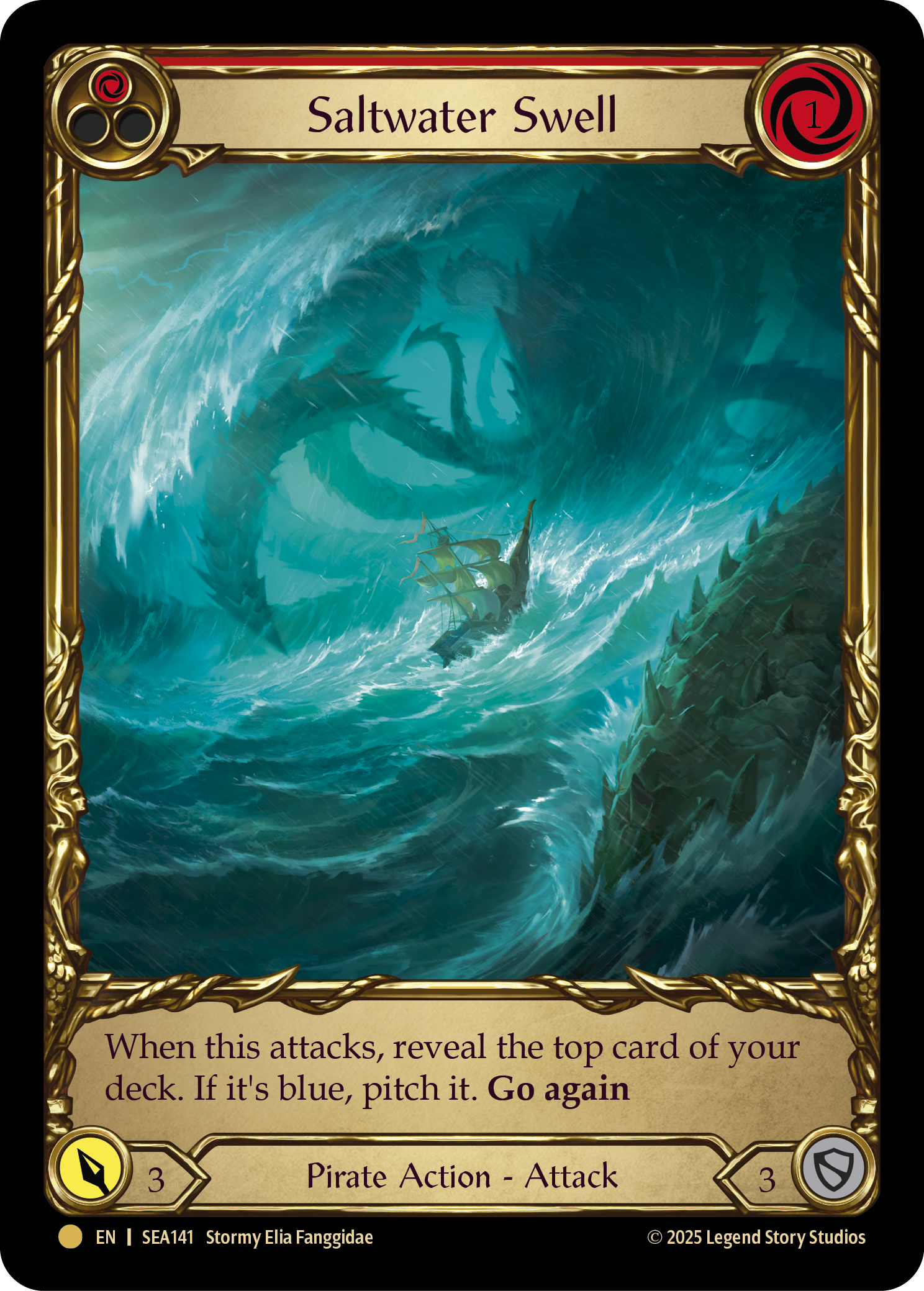 Saltwater Swell (Red) SEA141 (High Seas)  - Cold Foil
