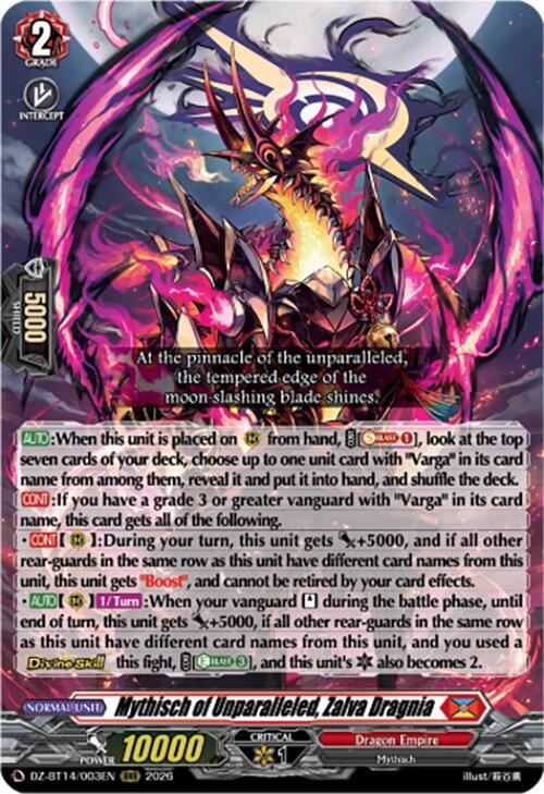 Mythisch of Unparalleled Zalva Dragnia DZ-BT14/003EN (DZ-BT14: Envoys of the Crimson Moon) 