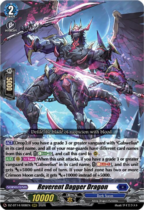 Reverent Dagger Dragon DZ-BT14/008EN (DZ-BT14: Envoys of the Crimson Moon) 