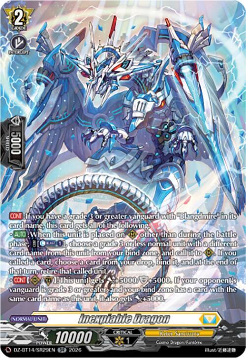 Inexpiable Dragon SR DZ-BT14/SR29EN (DZ-BT14: Envoys of the Crimson Moon) 