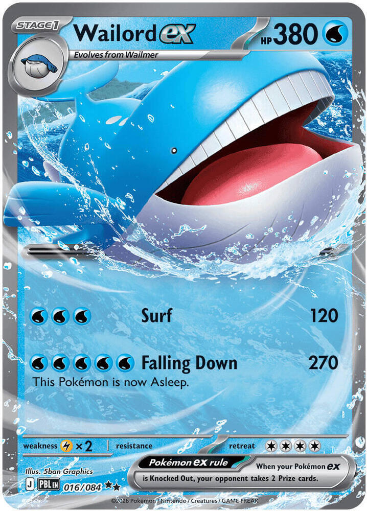 Wailord ex 016/084 (ME05: Pitch Black)  - Holofoil