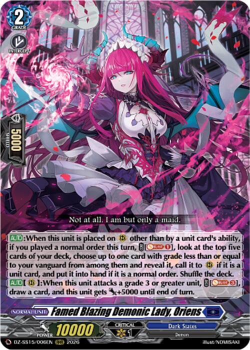 Famed Blazing Demonic Lady Oriens DZ-SS15/006EN (DZ-SS15: The Legendary Vanguards) 