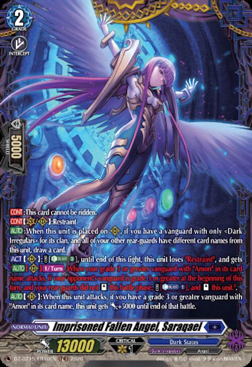 Imprisoned Fallen Angel Saraqael FR DZ-BT15/FR10EN (DZ-BT15: Strike of Illusionary Shadows) 