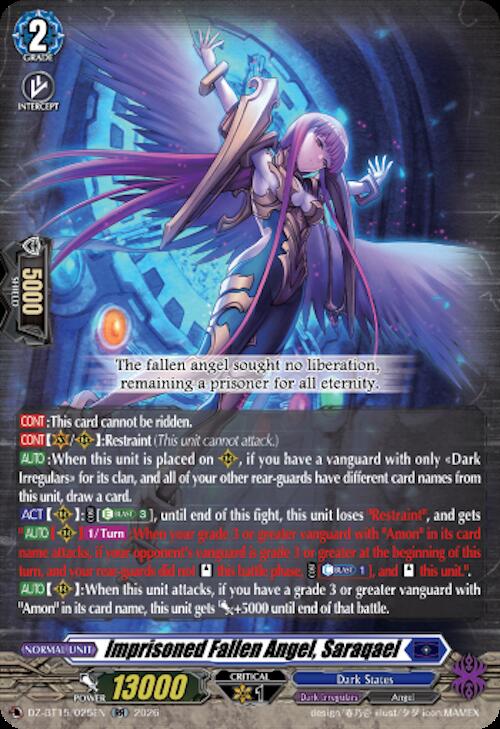 Imprisoned Fallen Angel Saraqael DZ-BT15/025EN (DZ-BT15: Strike of Illusionary Shadows) 