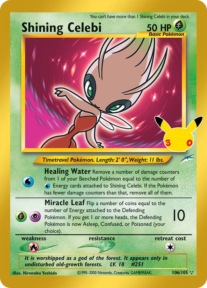 Shining Celebi 106/105 (ME: 30th Celebration Classic Collection)  - Holofoil