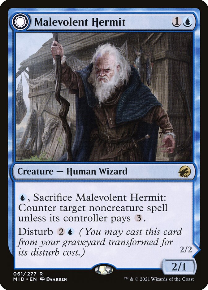 Malevolent Hermit // Benevolent Geist (Innistrad: Midnight Hunt) 