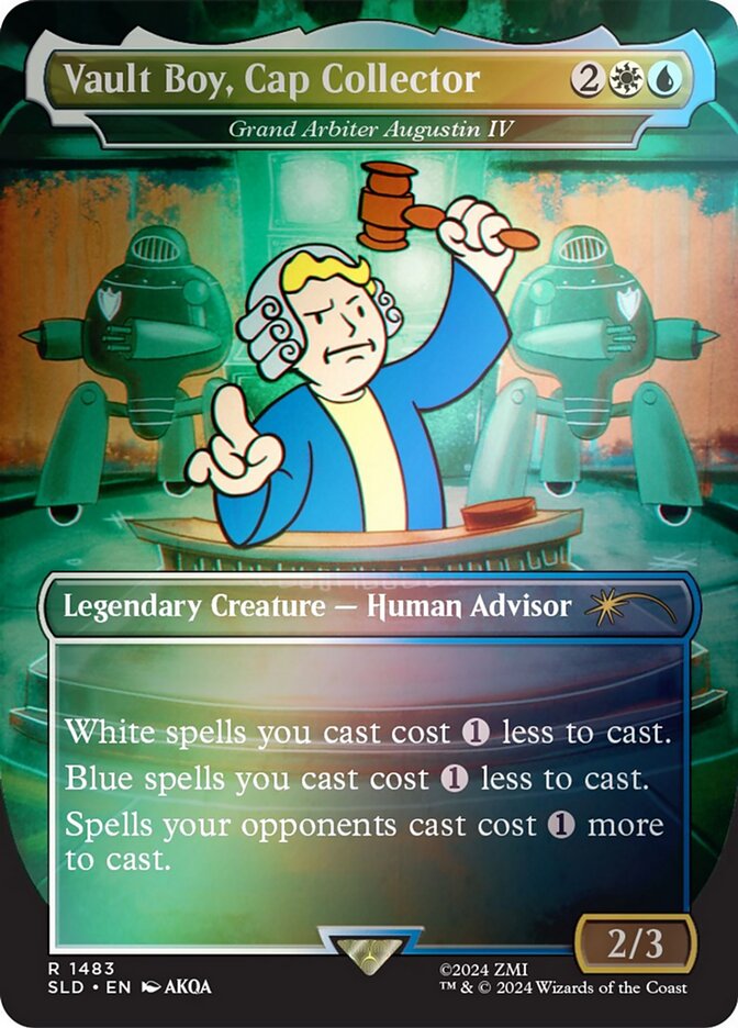 Vault Boy, Cap Collector // Grand Arbiter Augustin IV 1483 (Secret Lair Drop Series)  - Borderless Rainbow Foil