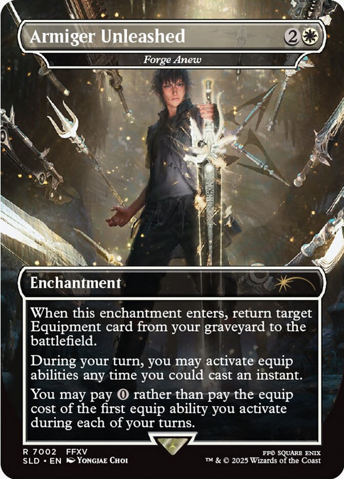 Armiger Unleashed // Forge Anew 7002 (Secret Lair Drop Series)  - Borderless Rainbow Foil