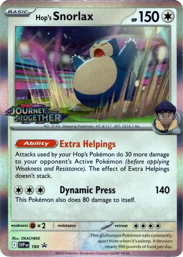 Hop's Snorlax Prerelease 184 (SV: Scarlet & Violet Promo Cards)  - Holofoil