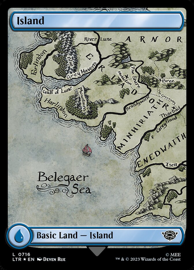 Island 716 (Universes Beyond: The Lord of the Rings: Tales of Middle-earth)  - Full Art Surge Foil