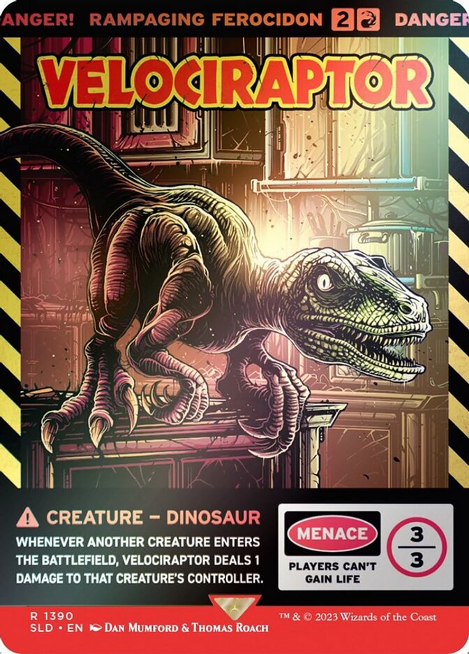 Velociraptor // Rampaging Ferocidon 1390 (Secret Lair Drop Series)  - Showcase Foil