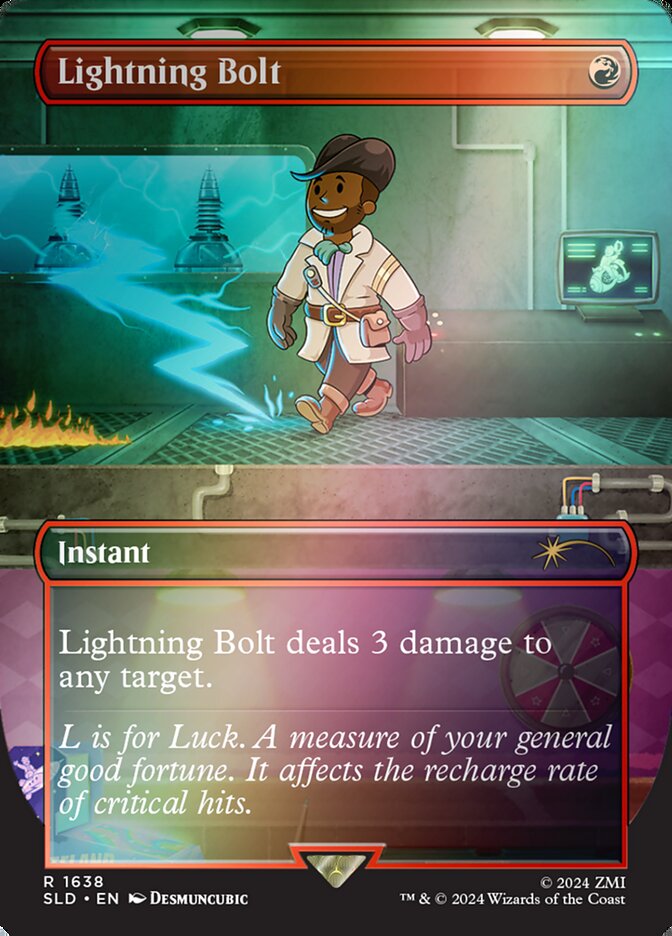 Lightning Bolt 1638★/1 (Secret Lair Drop Series)  - Borderless Rainbow Foil