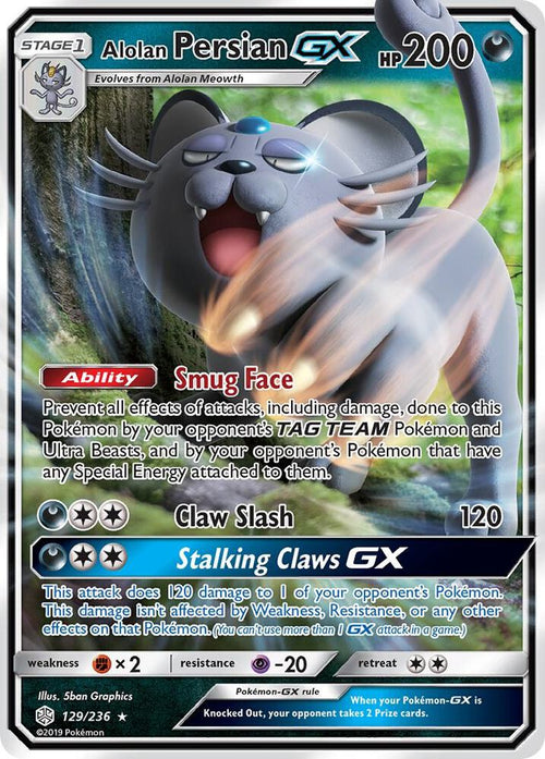 Alolan Persian GX 129/236 (SM - Cosmic Eclipse)  - Holofoil