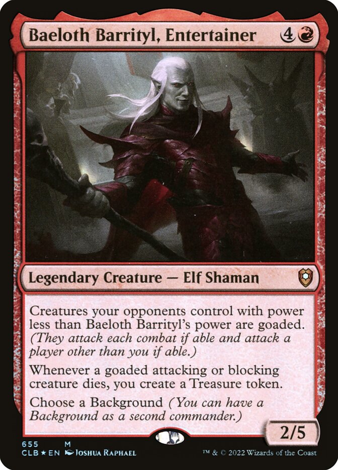 Baeloth Barrityl Entertainer 655 (Commander Legends: Battle for Baldur's Gate)  - Foil