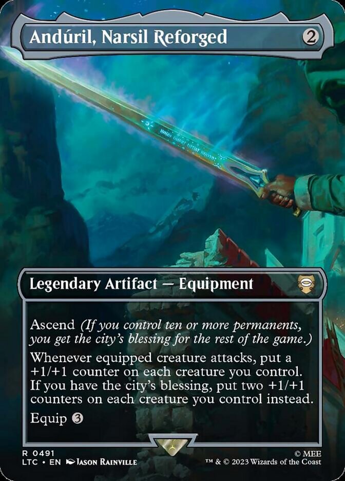 Anduril Narsil Reforged Borderless 491 (Commander: The Lord of the Rings: Tales of Middle-earth)  - Foil