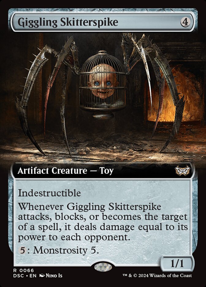 Giggling Skitterspike 66 (Commander: Duskmourn: House of Horror)  - Extended Art