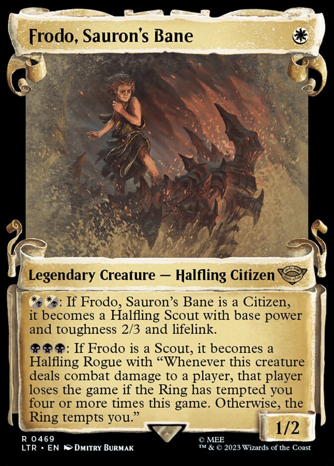 Frodo, Sauron's Bane 469 (Universes Beyond: The Lord of the Rings: Tales of Middle-earth)  - Showcase Scroll Foil