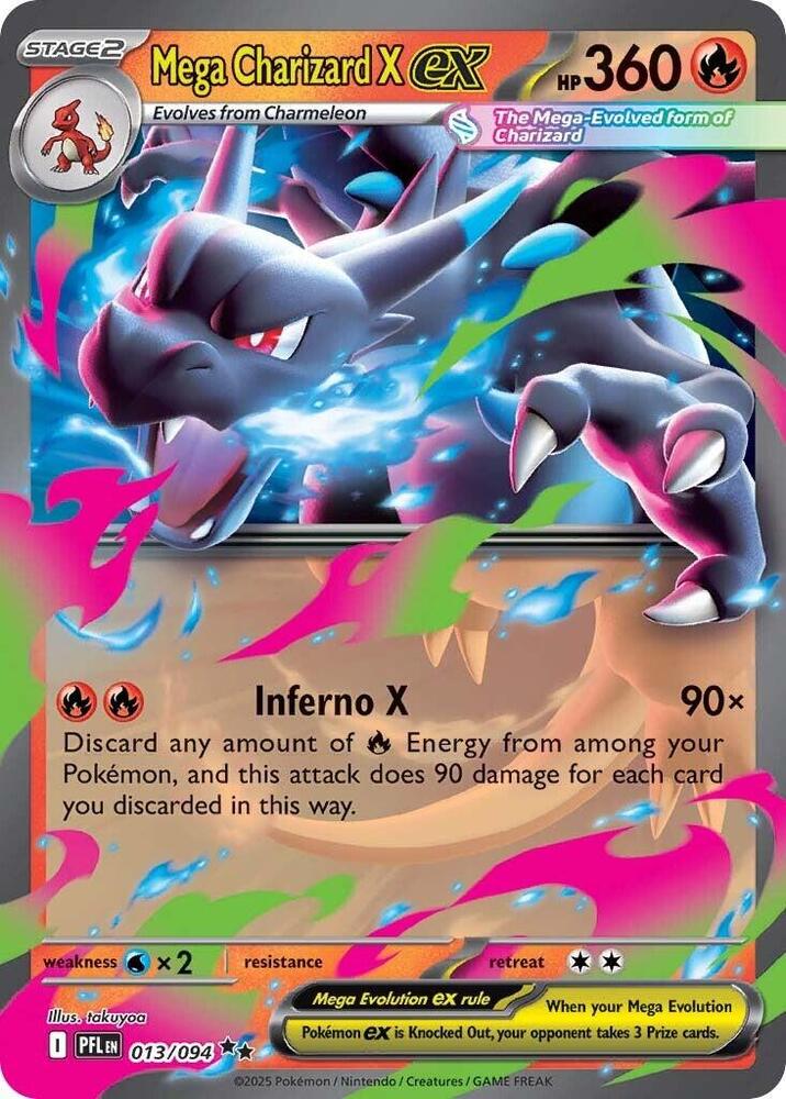 Mega Charizard X ex 013 094 (ME02: Phantasmal Flames)  - Holofoil