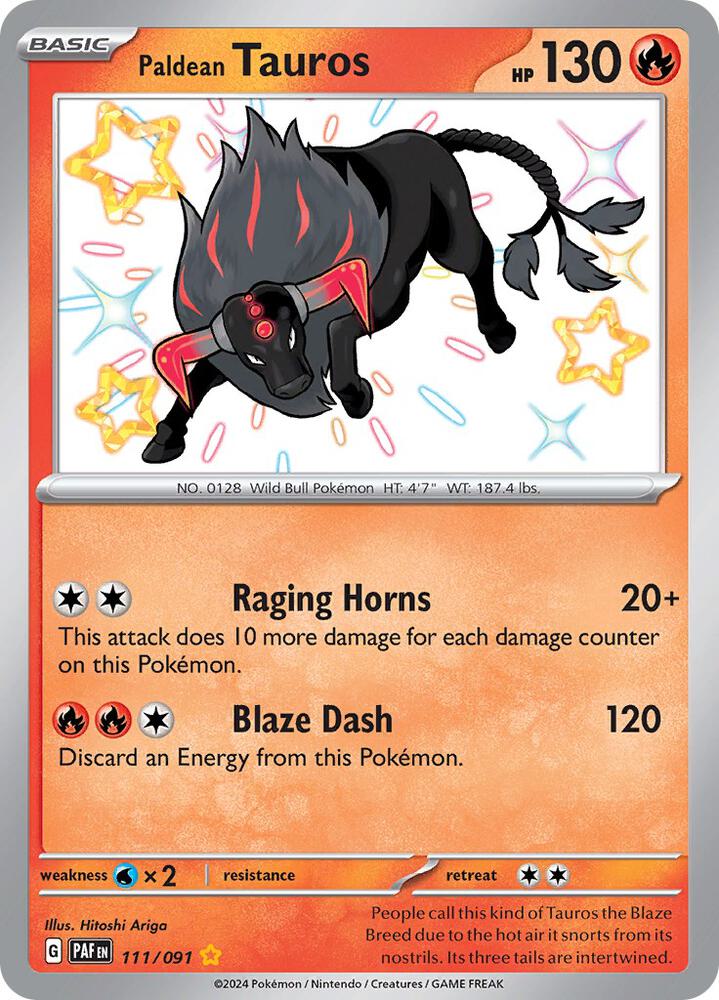 Paldean Tauros 111/091 (SV: Paldean Fates)  - Holofoil