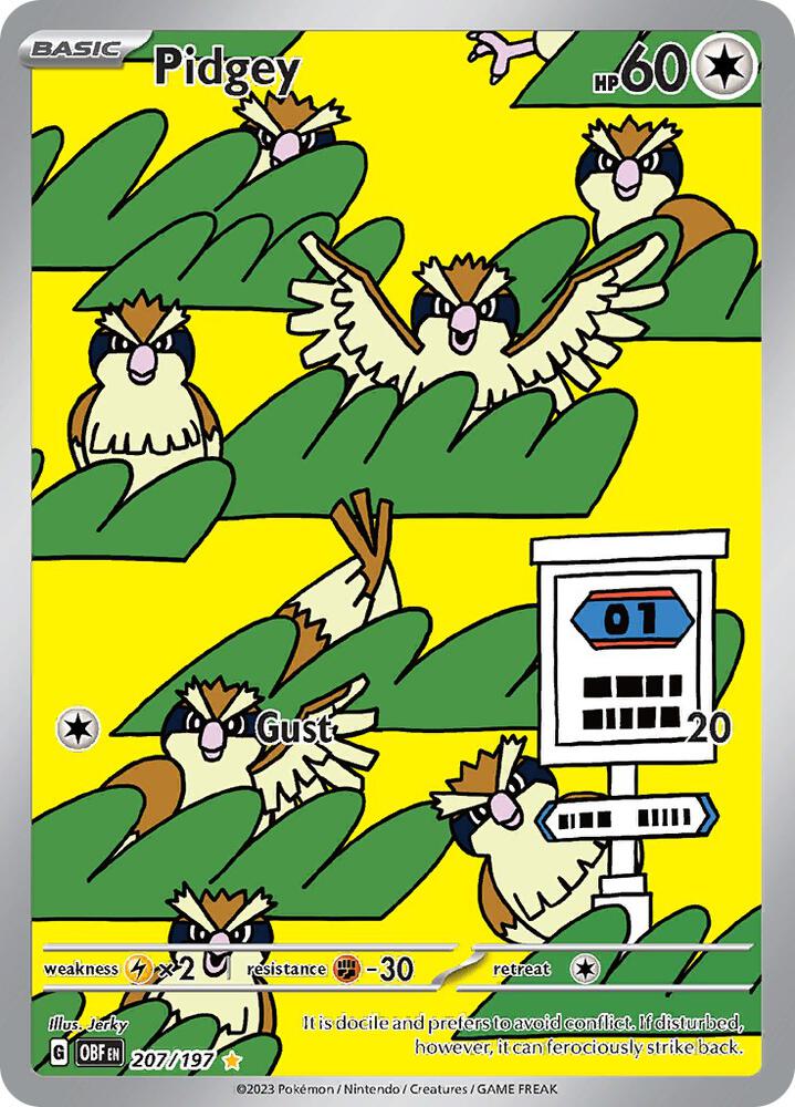 Pidgey 207 197 (SV03: Obsidian Flames)  - Holofoil