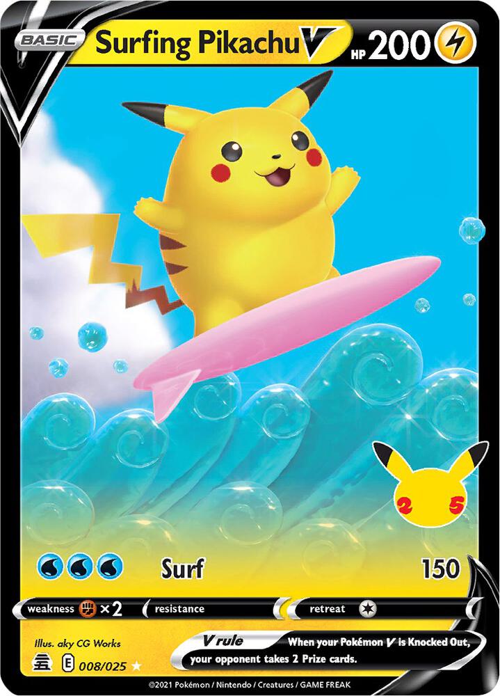 Surfing Pikachu V (Celebrations)  - Holofoil