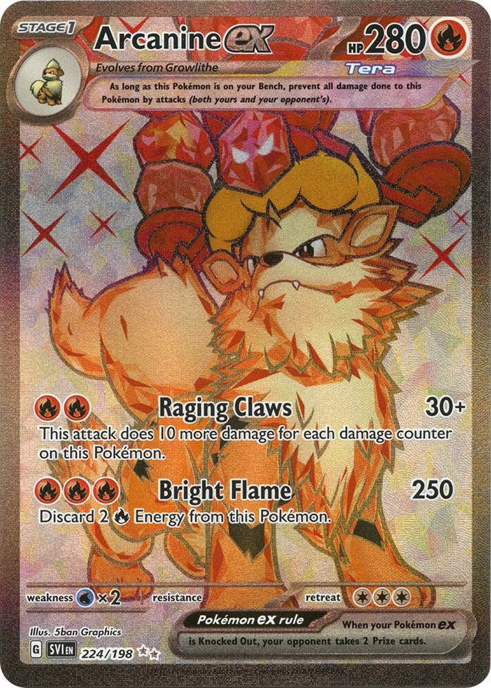 Arcanine ex 224 198 224/198 (SV01: Scarlet & Violet Base Set)  - Holofoil