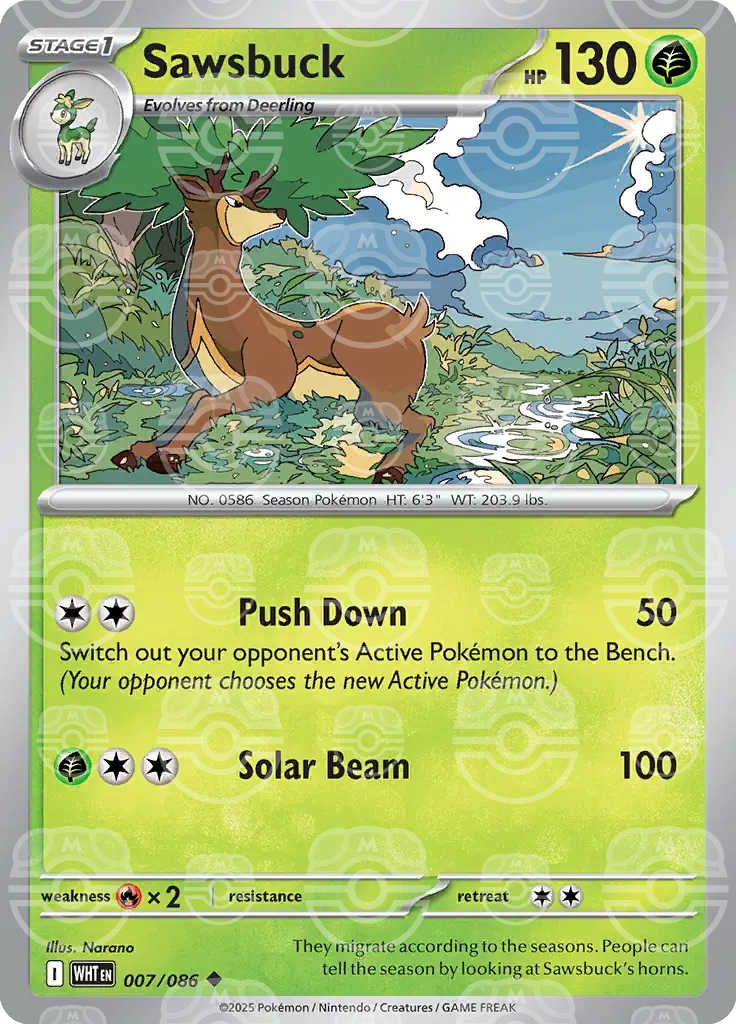 Sawsbuck 007/086 (SV: White Flare)  - Master Ball Holofoil
