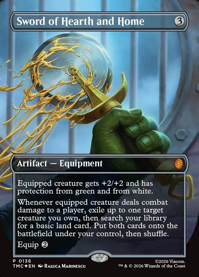 Sword of Hearth and Home Borderless 136/0 (Commander: Teenage Mutant Ninja Turtles)  - Foil