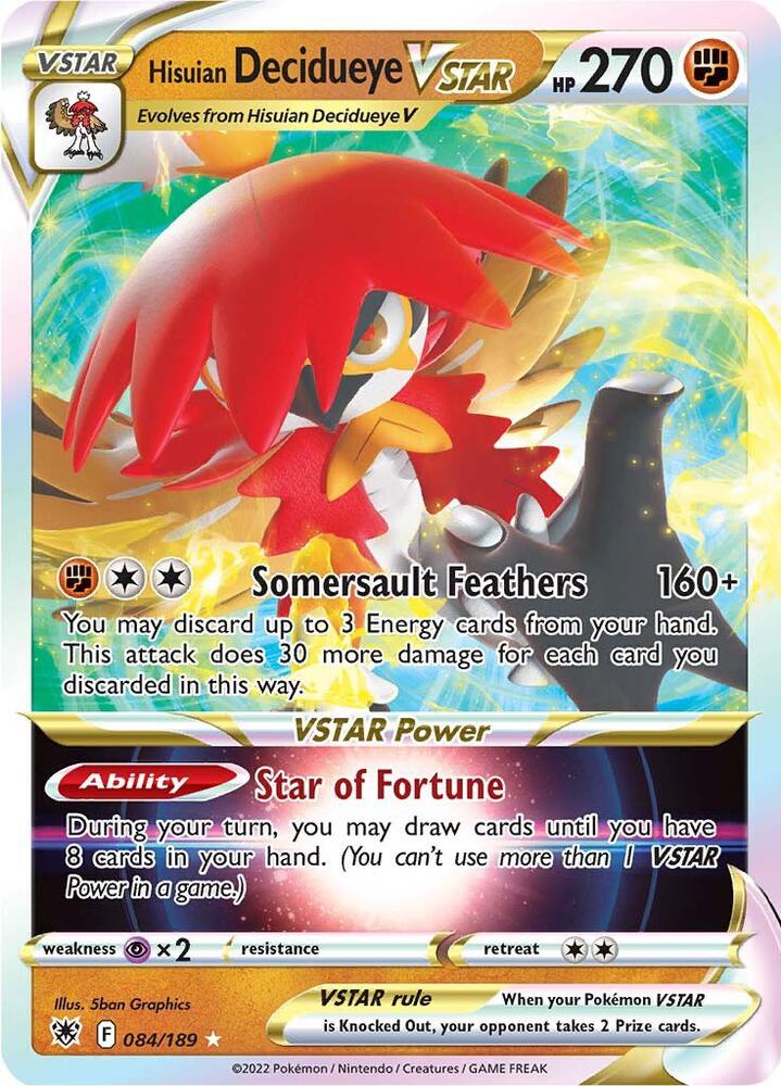 Hisuian Decidueye VSTAR 084/189 (SWSH10: Astral Radiance)  - Holofoil