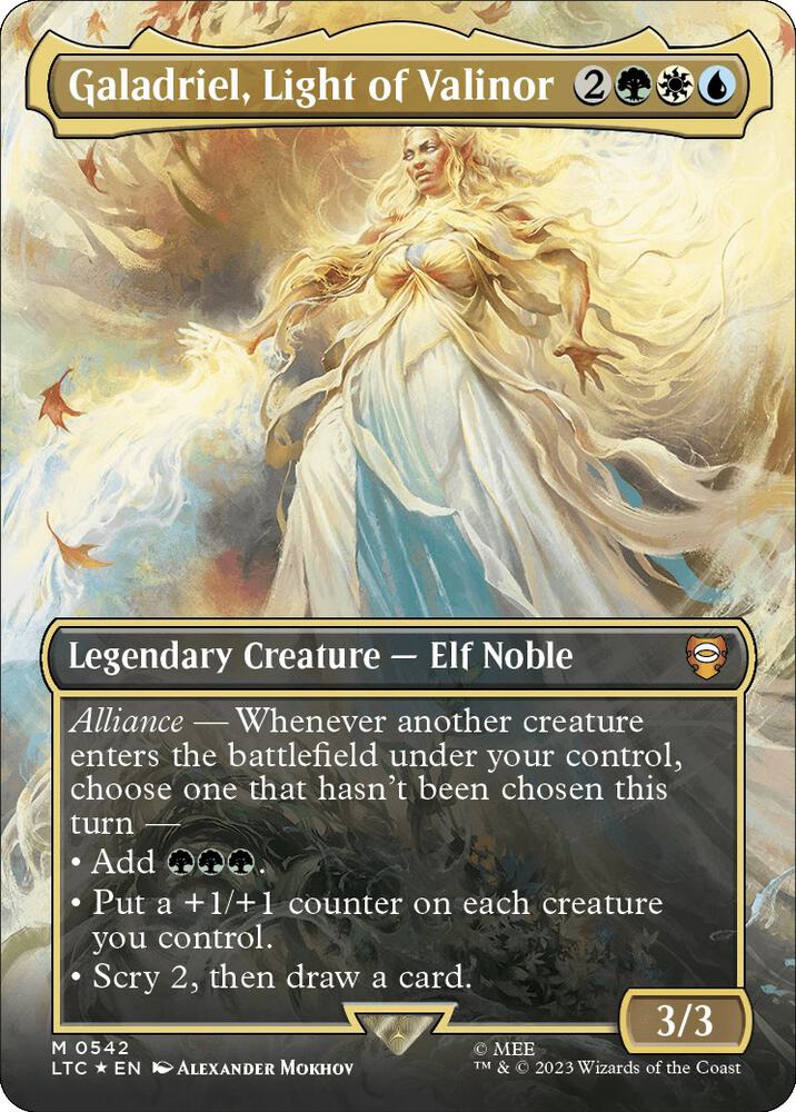 Galadriel, Light of Valinor 542/347 (Commander: The Lord of the Rings: Tales of Middle-earth)  - Borderless Surge Foil