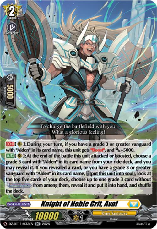 Knight of Noble Grit, Aval (DZ-BT11/033EN) [Symphony of Might & Bloom]