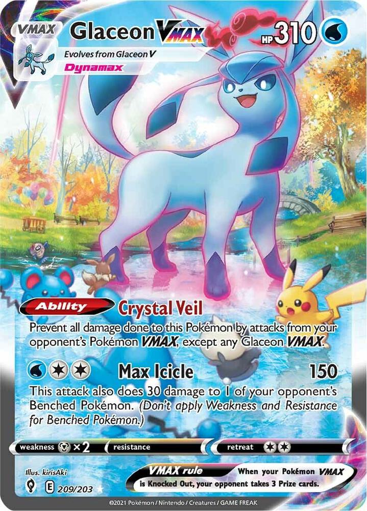Glaceon VMAX Alternate Art Secret (SWSH07: Evolving Skies)  - Holofoil