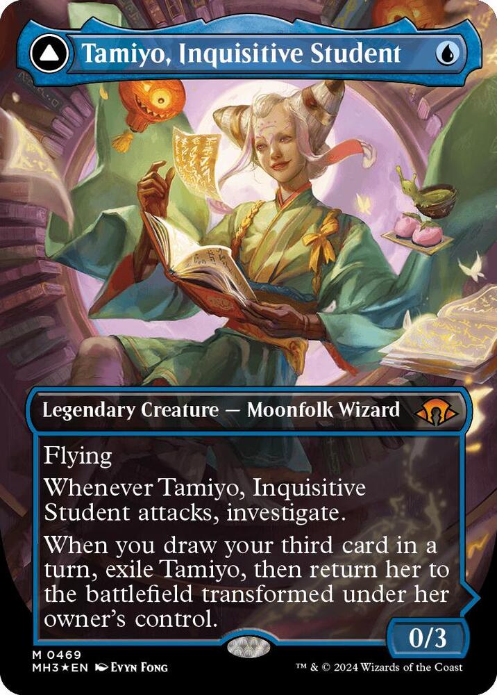 Tamiyo, Inquisitive Student // Tamiyo, Seasoned Scholar 469/319 (Modern Horizons 3)  - Borderless Textured Foil