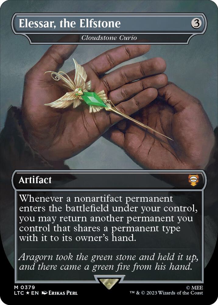 Elessar the Elfstone Cloudstone Curio Borderless Surge Foil 379 (Commander: The Lord of the Rings: Tales of Middle-earth)  - Borderless Surge Foil