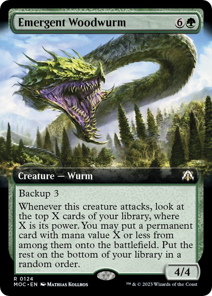 Emergent Woodwurm 124/444 (Commander: March of the Machine)  - Extended Art