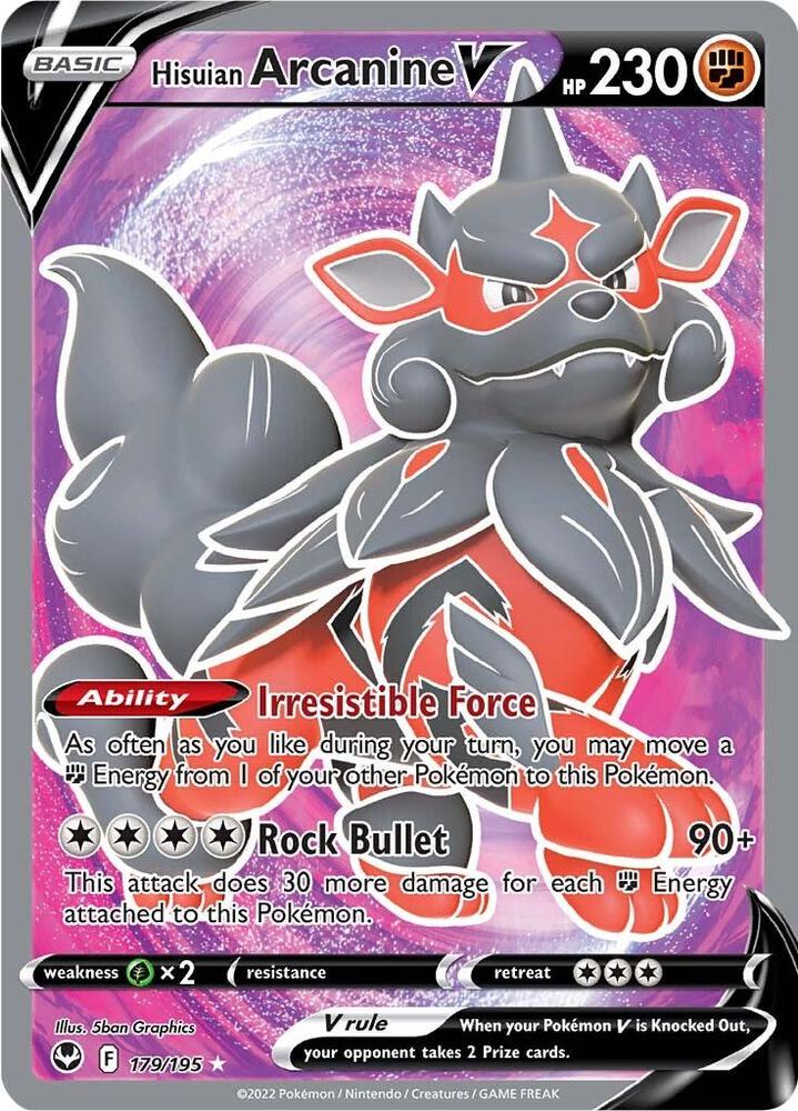 Hisuian Arcanine V Full Art 179/195 (SWSH12: Silver Tempest)  - Holofoil