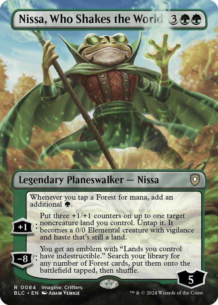 Nissa Who Shakes the World Borderless (Commander: Bloomburrow) 
