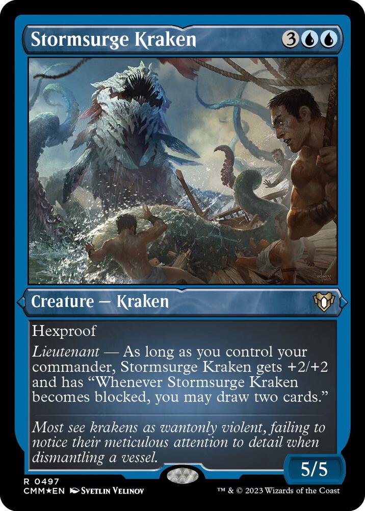 Stormsurge Kraken 497 (Commander Masters)  - Etched Foil