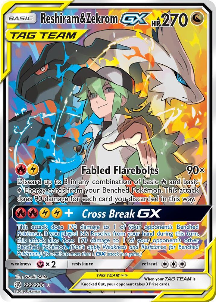 Reshiram and Zekrom GX 222/236 (SM - Cosmic Eclipse)  - Holofoil
