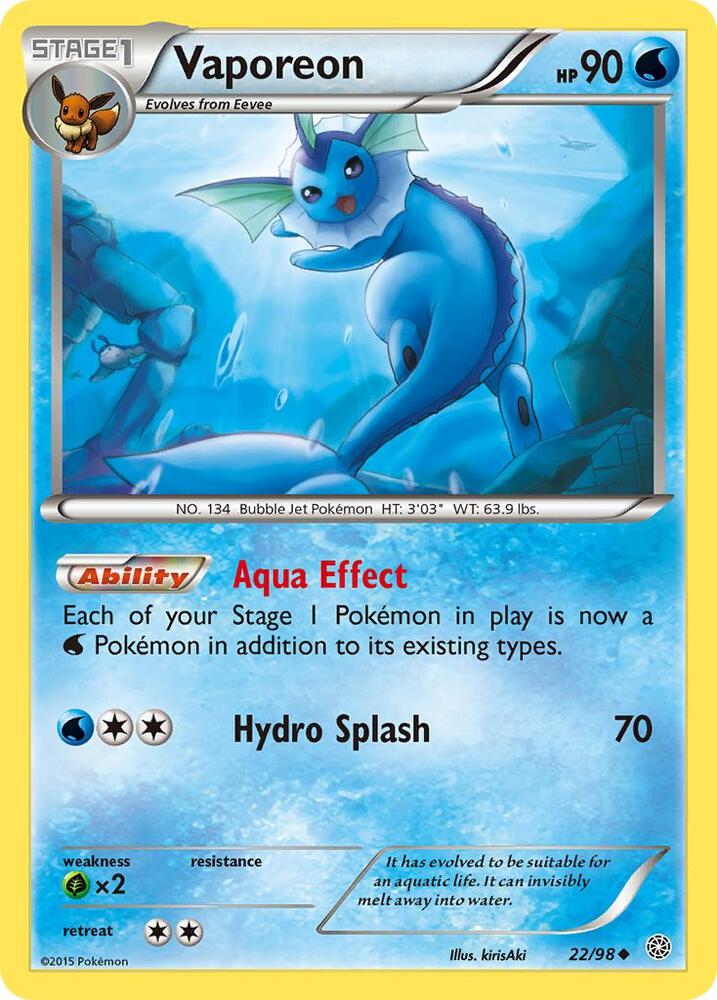 Vaporeon 22/98 (XY - Ancient Origins)  - Reverse Holofoil