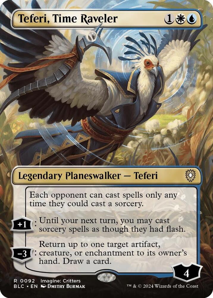 Teferi, Time Raveler 92/40 (Commander: Bloomburrow)  - Borderless Foil