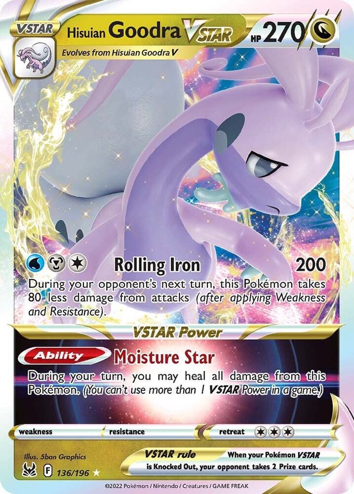 Hisuian Goodra VSTAR 136/196 (SWSH11: Lost Origin)  - Holofoil